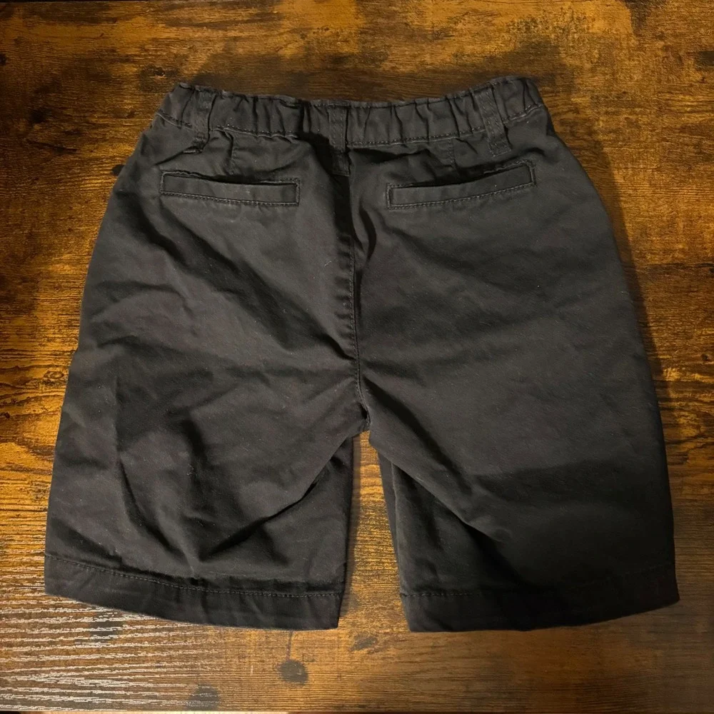 Faded‎ Glory Black Cotton Blend Chino Shorts Elastic Waist (Kids 10)